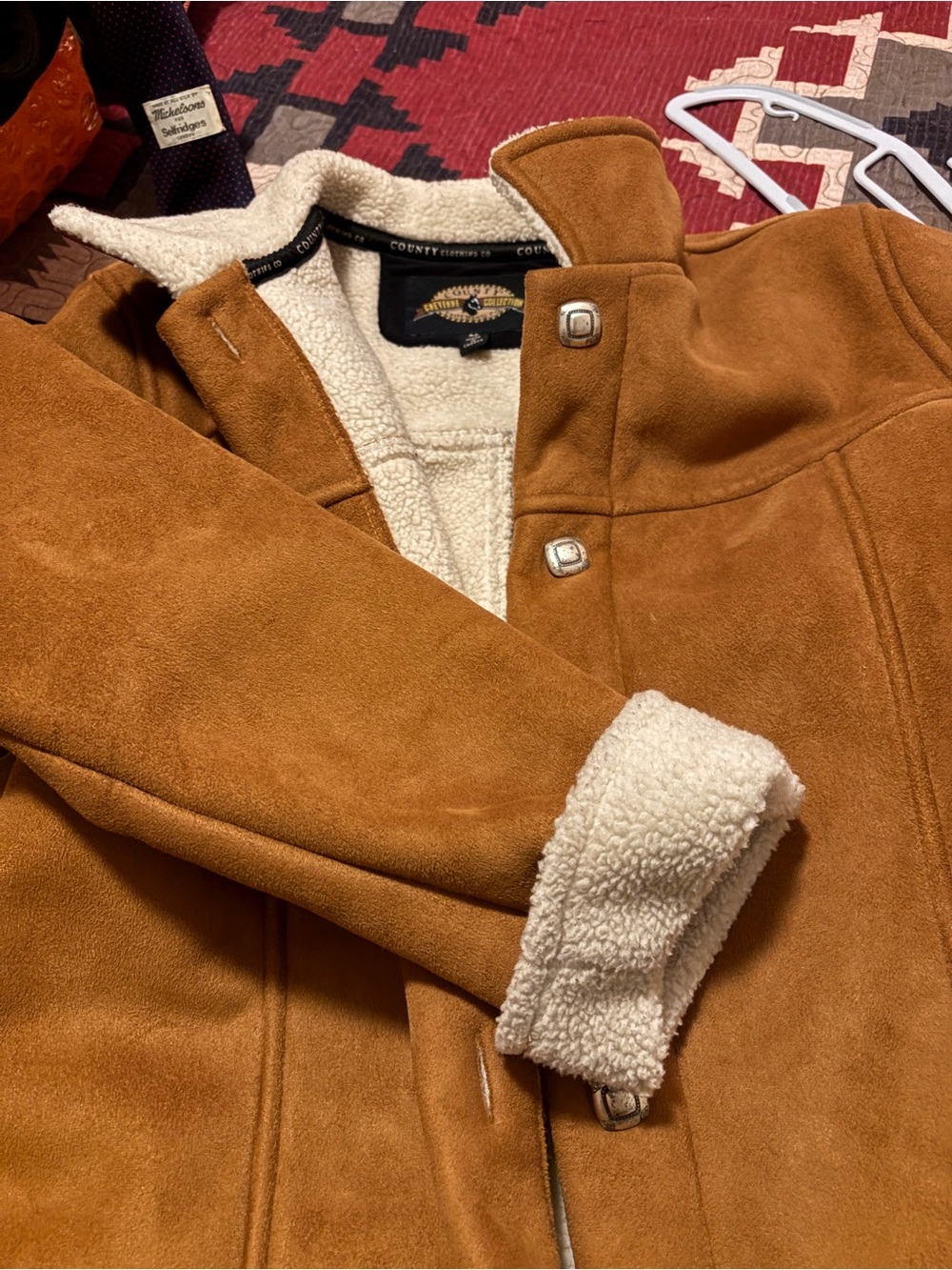 🤠 Vintage 90s Country Clothing Co Cheyenne Collection Faux Suede Sherpa Jacket M